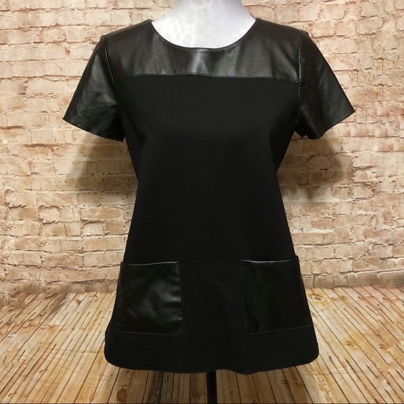 Ann Taylor Faux-Leather Trimmed Tunic - Picture 2 of 8